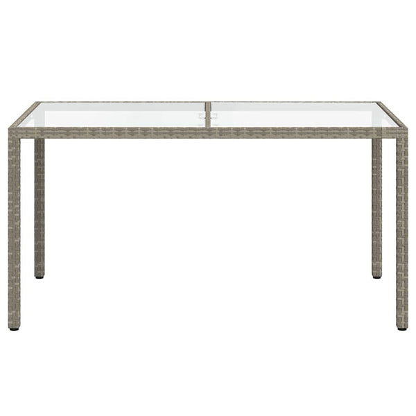 Gartentisch 150x90x75 cm Hartglas und Poly Rattan Grau