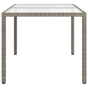 Gartentisch 150x90x75 cm Hartglas und Poly Rattan Grau