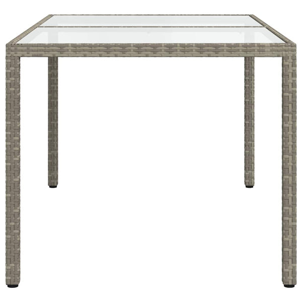 Gartentisch 150x90x75 cm Hartglas und Poly Rattan Grau