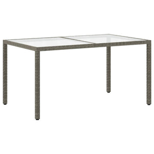 Gartentisch 150x90x75 cm Hartglas und Poly Rattan Grau