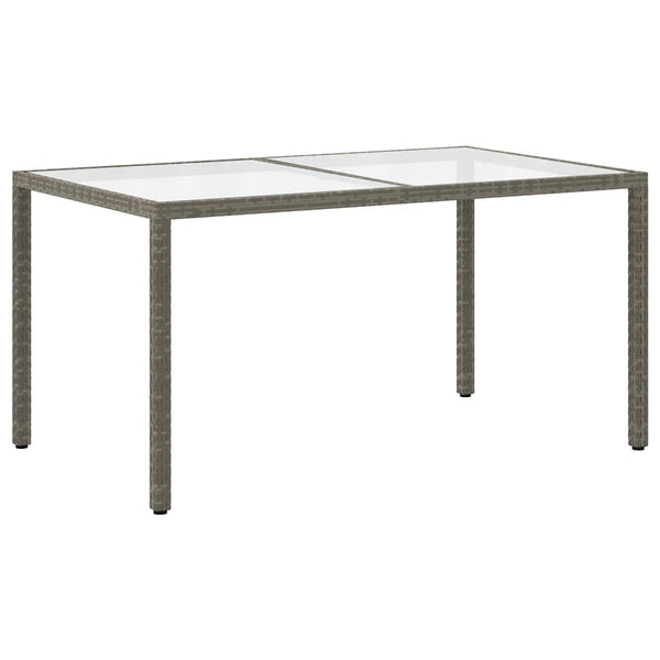 Gartentisch 150x90x75 cm Hartglas und Poly Rattan Grau