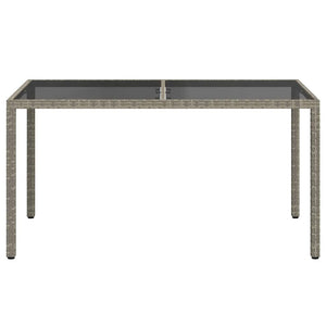 Gartentisch 150x90x75 cm Hartglas und Poly Rattan Grau
