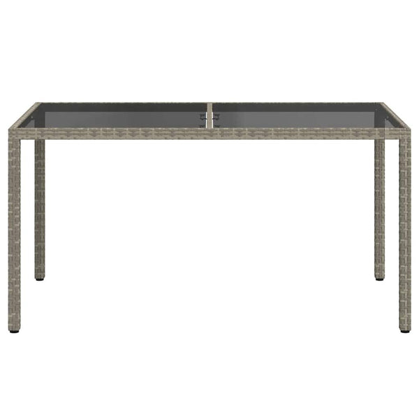 Gartentisch 150x90x75 cm Hartglas und Poly Rattan Grau