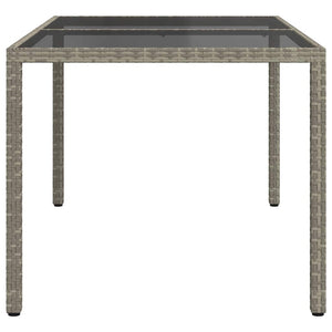 Gartentisch 150x90x75 cm Hartglas und Poly Rattan Grau