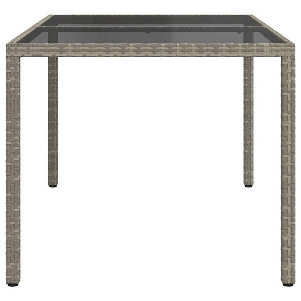 Gartentisch 150x90x75 cm Hartglas und Poly Rattan Grau