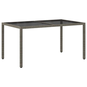 Gartentisch 150x90x75 cm Hartglas und Poly Rattan Grau