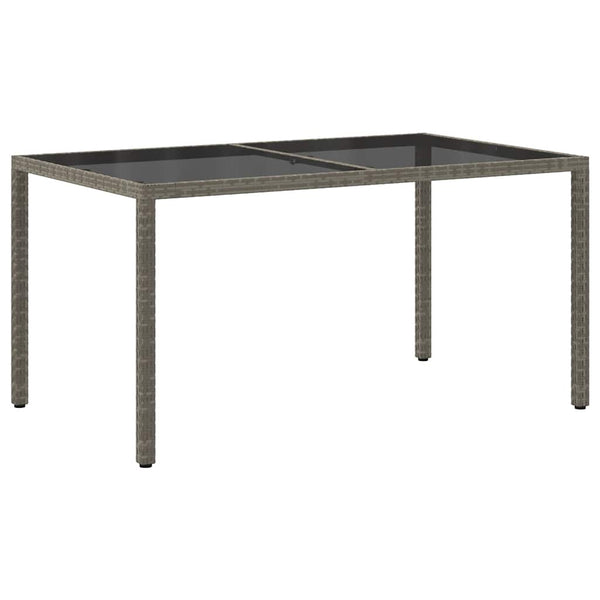 Gartentisch 150x90x75 cm Hartglas und Poly Rattan Grau
