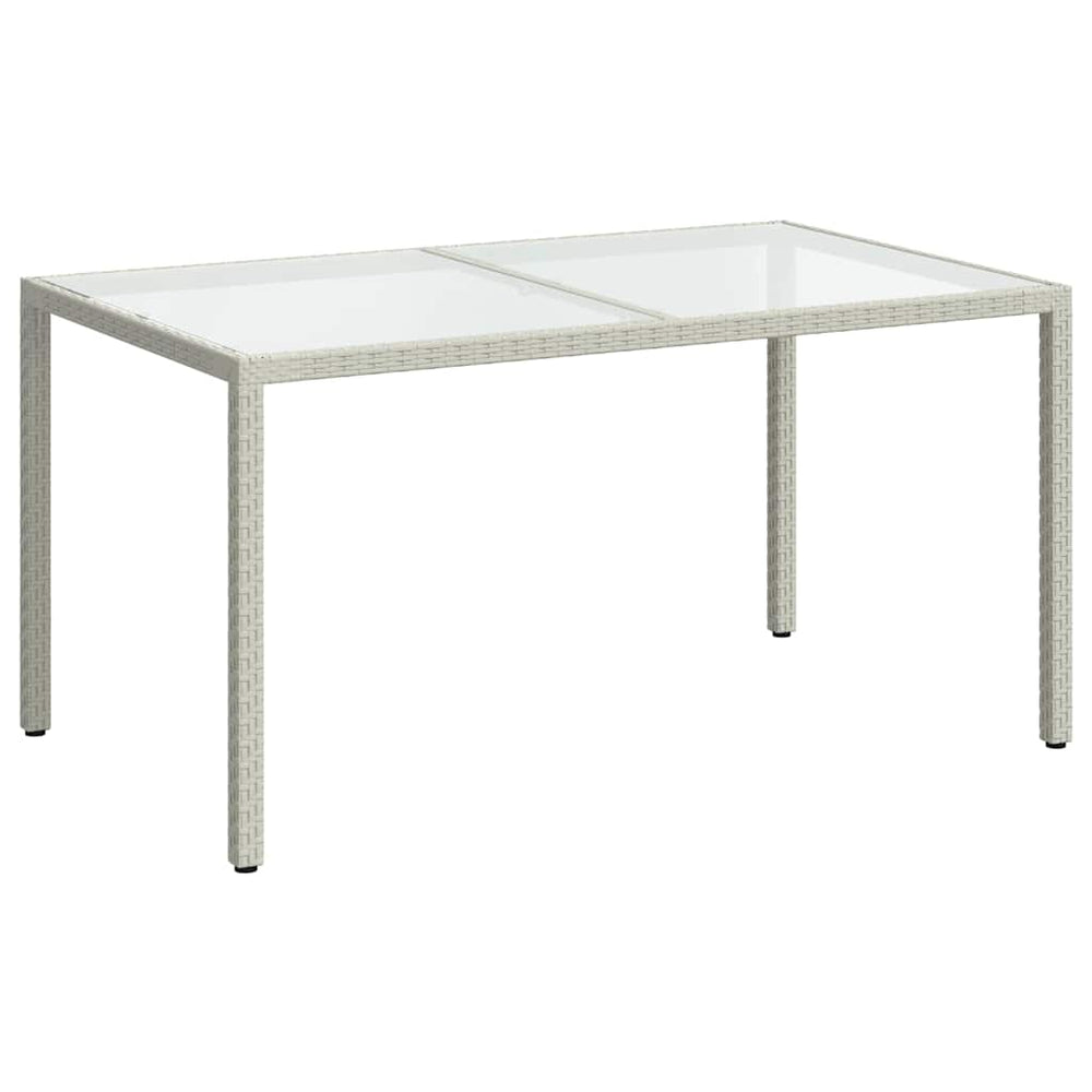 Gartentisch 150x90x75 cm Gehärtetes Glas Poly Rattan Weiß