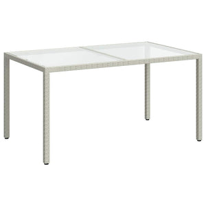 Gartentisch 150x90x75 cm Gehärtetes Glas Poly Rattan Weiß