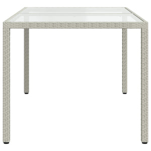 Gartentisch 150x90x75 cm Gehärtetes Glas Poly Rattan Weiß