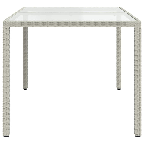 Gartentisch 150x90x75 cm Gehärtetes Glas Poly Rattan Weiß