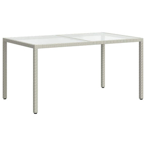 Gartentisch 150x90x75 cm Gehärtetes Glas Poly Rattan Weiß