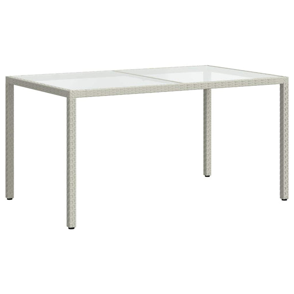 Gartentisch 150x90x75 cm Gehärtetes Glas Poly Rattan Weiß