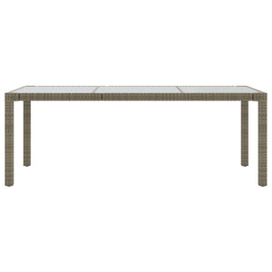 Gartentisch Grau 190x90x75 cm Hartglas und Poly Rattan