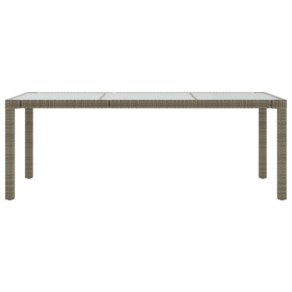 Gartentisch Grau 190x90x75 cm Hartglas und Poly Rattan
