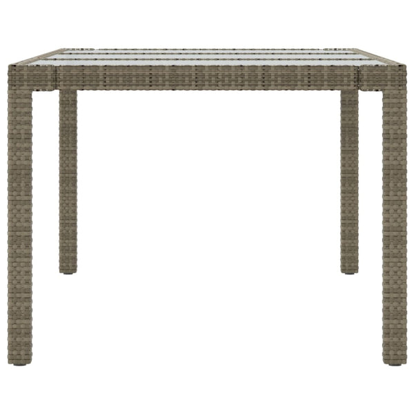Gartentisch Grau 190x90x75 cm Hartglas und Poly Rattan