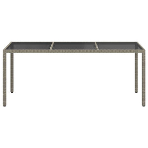Gartentisch Grau 190x90x75 cm Gehärtetes Glas und Poly Rattan