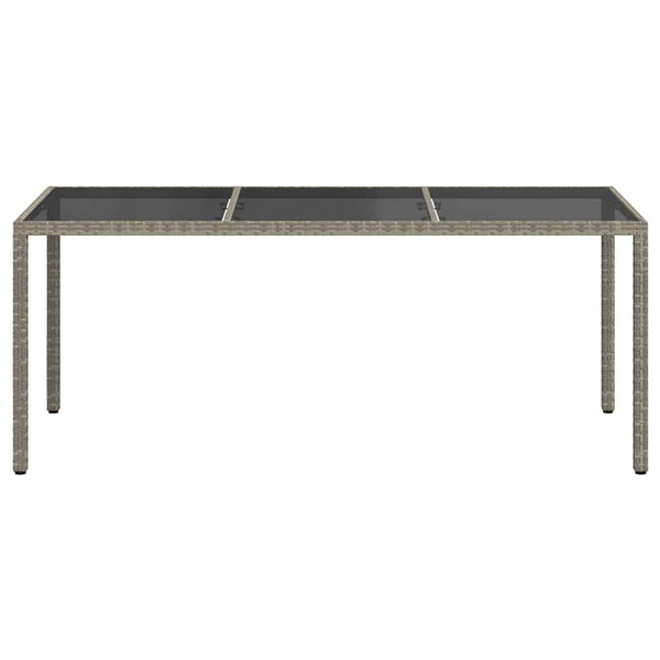 Gartentisch Grau 190x90x75 cm Gehärtetes Glas und Poly Rattan