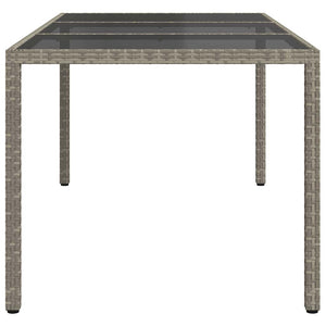 Gartentisch Grau 190x90x75 cm Gehärtetes Glas und Poly Rattan
