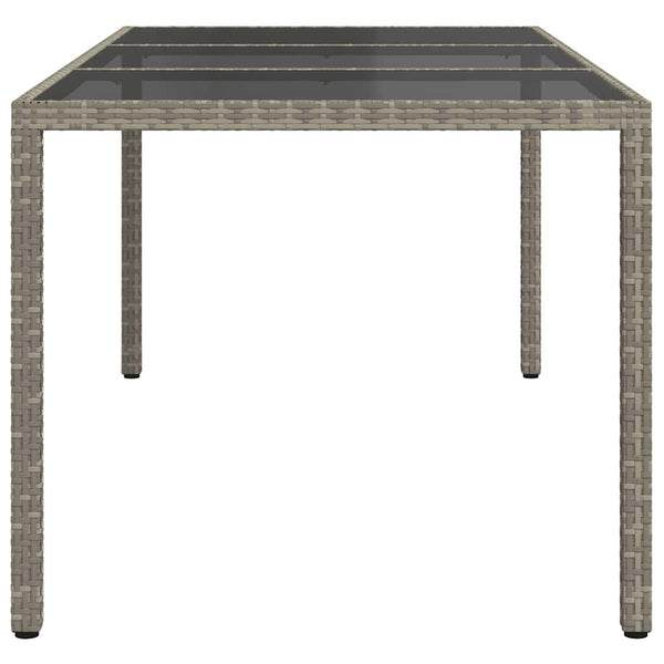 Gartentisch Grau 190x90x75 cm Gehärtetes Glas und Poly Rattan