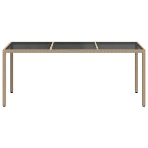 Gartentisch Beige 190x90x75 cm Gehärtetes Glas und Poly Rattan