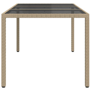 Gartentisch Beige 190x90x75 cm Gehärtetes Glas und Poly Rattan