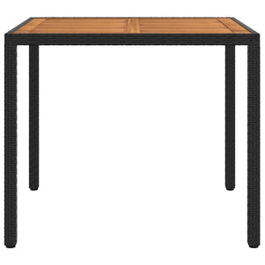 Gartentisch 90x90x75 cm Poly Rattan und Akazienholz Schwarz