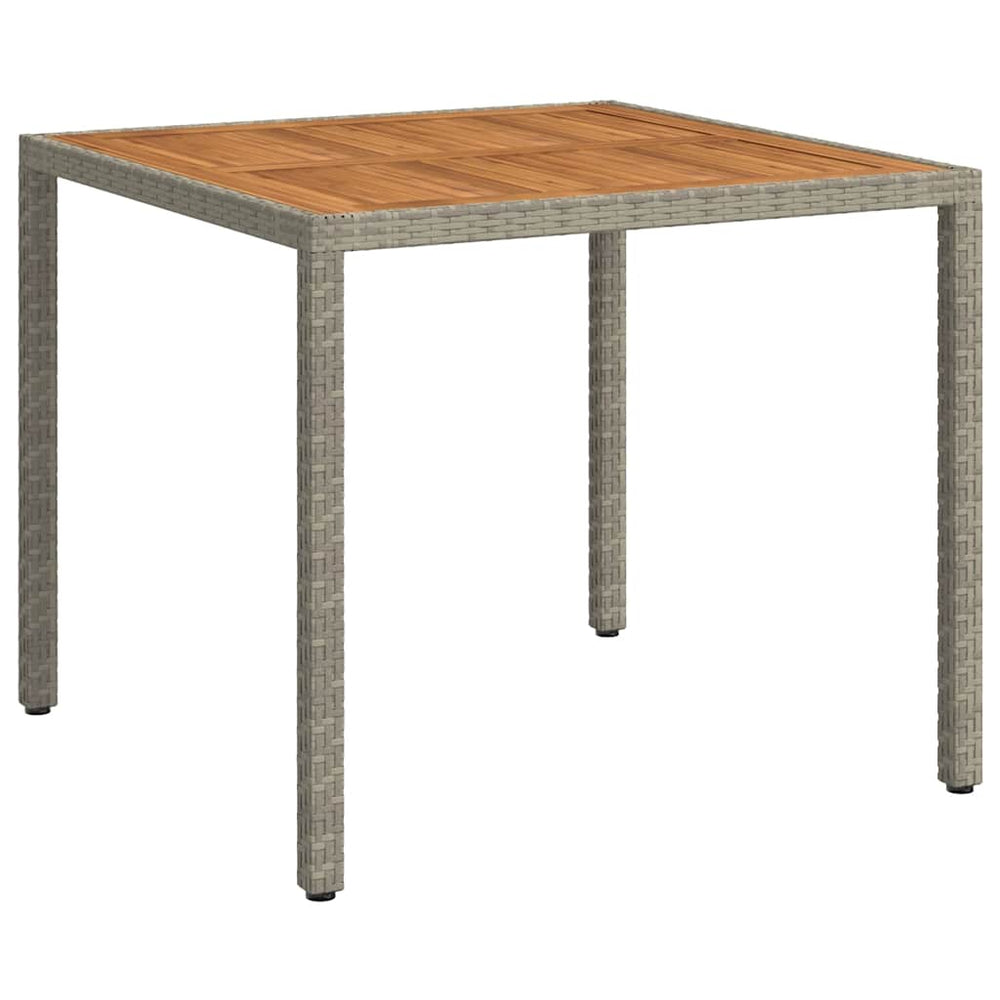 Gartentisch 90x90x75 cm Poly Rattan und Akazienholz Grau