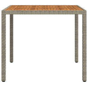 Gartentisch 90x90x75 cm Poly Rattan und Akazienholz Grau