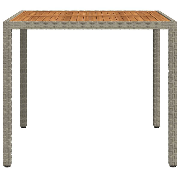 Gartentisch 90x90x75 cm Poly Rattan und Akazienholz Grau