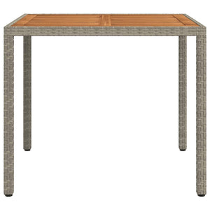 Gartentisch 90x90x75 cm Poly Rattan und Akazienholz Grau