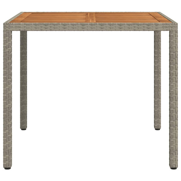Gartentisch 90x90x75 cm Poly Rattan und Akazienholz Grau