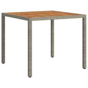 Gartentisch 90x90x75 cm Poly Rattan und Akazienholz Grau