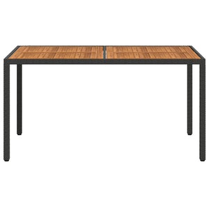 Gartentisch 150x90x75 cm Poly Rattan und Akazienholz Schwarz