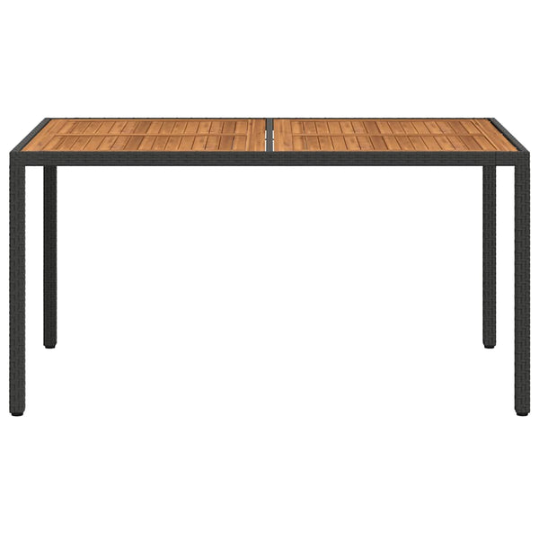Gartentisch 150x90x75 cm Poly Rattan und Akazienholz Schwarz