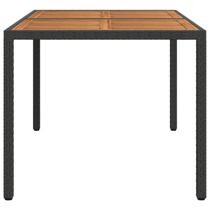Gartentisch 150x90x75 cm Poly Rattan und Akazienholz Schwarz
