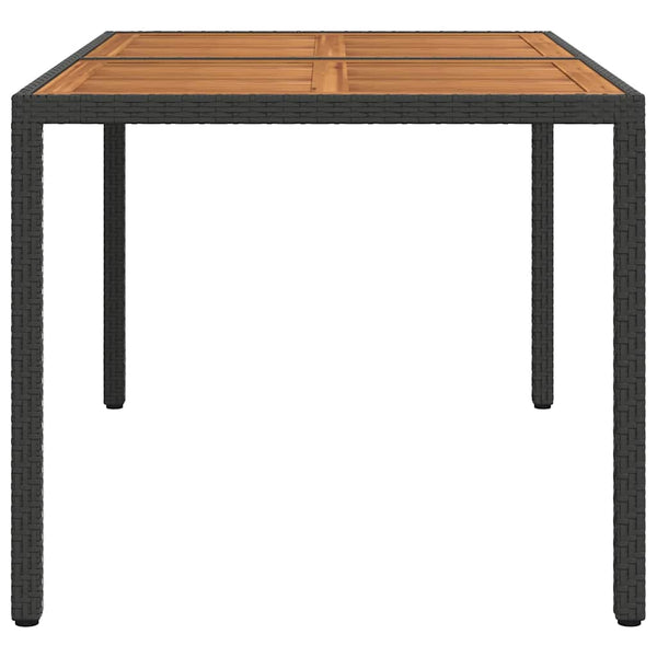 Gartentisch 150x90x75 cm Poly Rattan und Akazienholz Schwarz