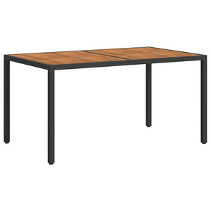 Gartentisch 150x90x75 cm Poly Rattan und Akazienholz Schwarz