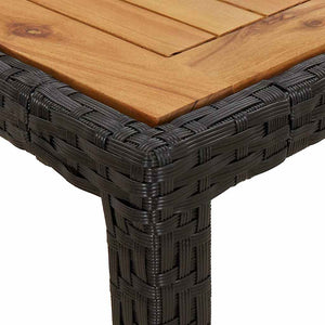 Gartentisch 150x90x75 cm Poly Rattan und Akazienholz Schwarz