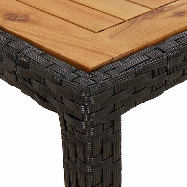 Gartentisch 150x90x75 cm Poly Rattan und Akazienholz Schwarz