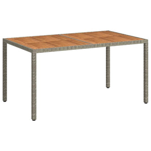 Gartentisch 150x90x75 cm Poly Rattan und Akazienholz Grau