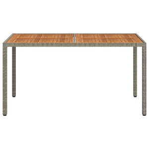 Gartentisch 150x90x75 cm Poly Rattan und Akazienholz Grau