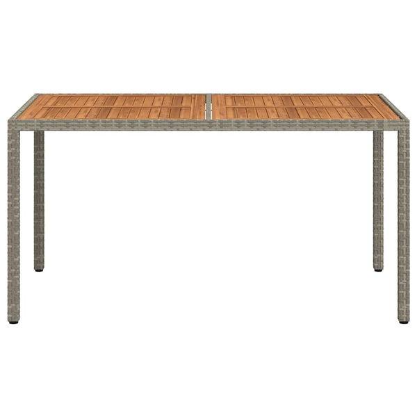 Gartentisch 150x90x75 cm Poly Rattan und Akazienholz Grau