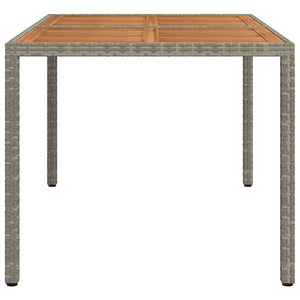 Gartentisch 150x90x75 cm Poly Rattan und Akazienholz Grau
