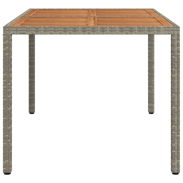 Gartentisch 150x90x75 cm Poly Rattan und Akazienholz Grau