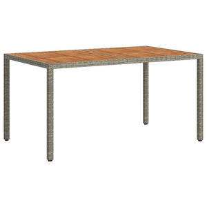 Gartentisch 150x90x75 cm Poly Rattan und Akazienholz Grau