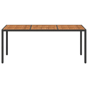 Gartentisch 190x90x75 cm Poly Rattan und Akazienholz Schwarz
