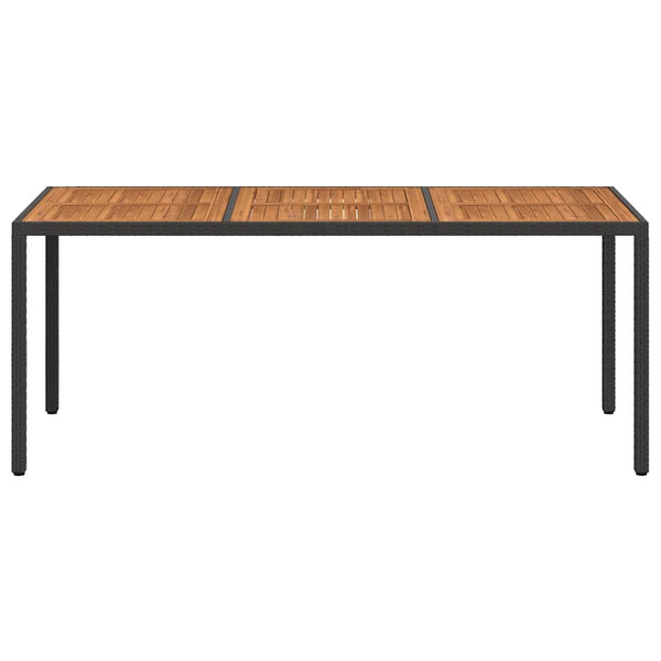 Gartentisch 190x90x75 cm Poly Rattan und Akazienholz Schwarz