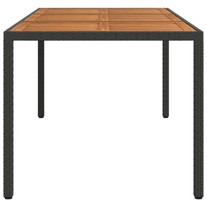 Gartentisch 190x90x75 cm Poly Rattan und Akazienholz Schwarz
