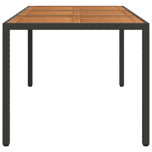 Gartentisch 190x90x75 cm Poly Rattan und Akazienholz Schwarz